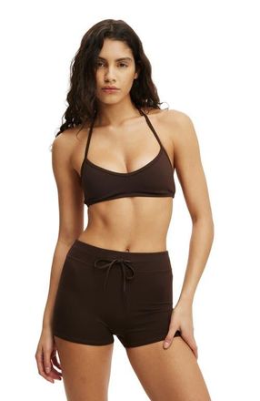Cotton On Womens Active Ultra Soft Halter Open Back Crop in French Roast at Nordstrom, Size X-Small