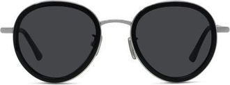 Givenchy Day 49mm Small Round Sunglasses in Shiny Palladium /Smoke at Nordstrom
