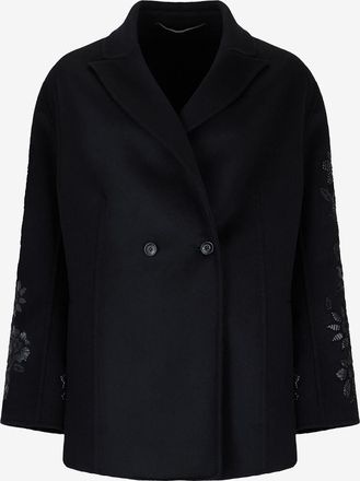 Ermanno Scervino Oversize-Kurzmantel aus Wolle und Leder