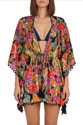 Change of Scenery Audrey Short Drawstring Caftan Cover-Up in Gardenia at Nordstrom