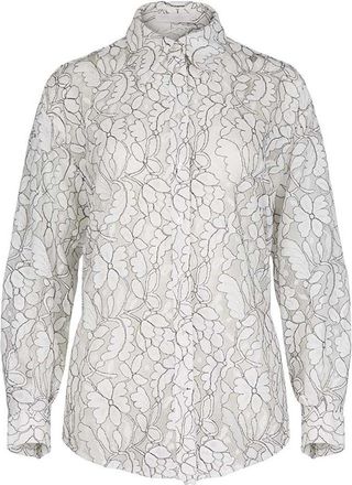 Anne Fontaine Womens Shirt Daniela White And Black Sheer Oversized Shirt in Black/white at Nordstrom, Size Large Uk