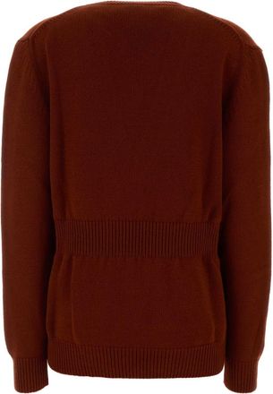 Fendi Womens Cashmere Sweater Brown Elastane