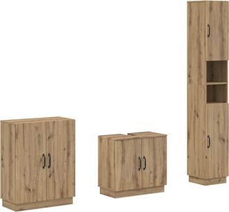 vidaXL Juego De Armarios De Ba&ntilde;o De 3 Piezas Hoorn Roble Artisan Vidaxl