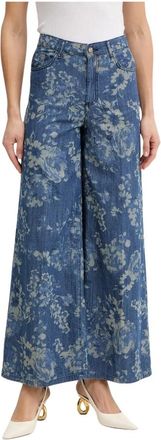 Fracomina Wijde broek - Dames - Wijde Broeken - Blauw - W26 - Katoen - Broeken