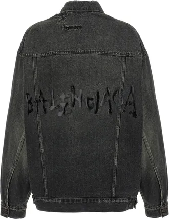 Balenciaga Womens Gray Cotton Denim Jacket Clothing