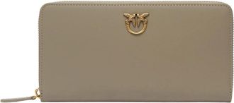 Pinko Ryder Zip Around - Dames - Portefeuilles - Groen - ONE Size - Leer - Accessoires