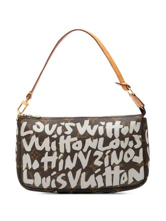 Louis Vuitton 2001 Stephen Sprouse Graffiti Pochette Accessoires schoudertas met monogram - Bruin
