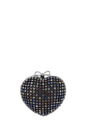 Self Portrait Multicrystal Heart-shaped Clutch with Bow Clasp and Chain Strap