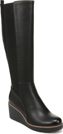 Naturalizer Adrian Knee High Wedge Boot in Black Synthetic at Nordstrom Rack, Size 7.5 Regular Calf