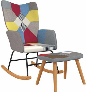 vidaXL Silla Mecedora Con Reposapi&eacute;s Tela Patchwork Vidaxl
