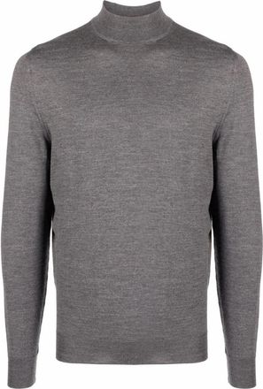 Drumohr Merino Wol Trui met Col - Heren - Coltruien - Grijs - S - Wol - Truien & Vesten