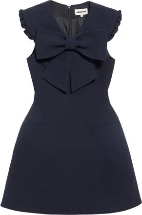 Shushu/Tong Big Bow Wool Minidress in Navy Blue at Nordstrom, Size 10