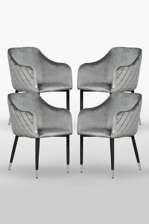 Life Interiors Verona Velvet Dining Chairs Set of 4 in Grey