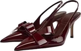 Generic Womens Pointed Toe High Heel Sandals Elegant Butterfly Knot Banquet Party Dress Shoes Wine Red