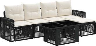 vidaXL Conjunto De Sof&aacute;s De Jard&iacute;n 6 Uds. Negro Y Blanco Crema Vidaxl
