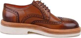 Desa Mens Synthetic Lace-Ups - Leather Lining, Leather Sole, Flat Heel | Brown - 41