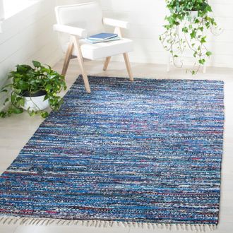 Safavieh Rag Rug Hand Made Area rug, Blue / Multi Bohemian Style Non-Shedding