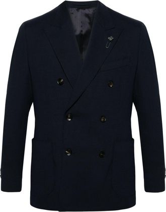 Lardini double-breasted wool blazer - men - Spandex/Elastane/Viscose/Wool/Cupro - 50 - Blue