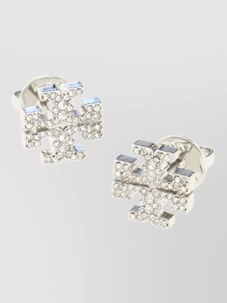 Tory Burch kira brass earrings stud design crystals