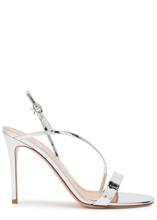 Gianvito Rossi Manhattan 95 Metallic Leather Sandals - Silver - 40 (IT40/ UK7)