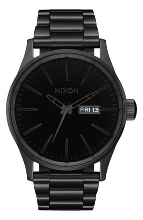 Nixon Sentry Bracelet Watch, 42mm in Black at Nordstrom