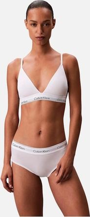 Calvin Klein Womens Icon Cotton Modal Lightly Lined Triangle Bra, White - Size: XL