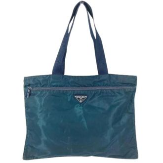 Prada Pre-owned Tote Bags, unisex, Blue, Size: ONE SIZE Pre-owned Vintage Shoulder Bag