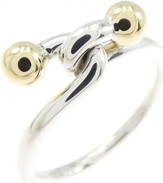 Tiffany & Co. Silver Yellow Gold Yellow Gold (18K) Silver 925 Band Ring (Pre-Owned)
