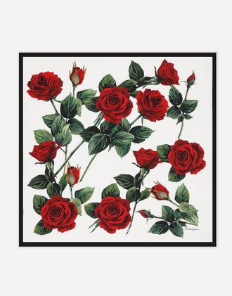 Dolce & Gabbana Silk Jacquard Twill Foulard With All-over Dg Logo Rose Print (90x90) - Woman Print Onesize