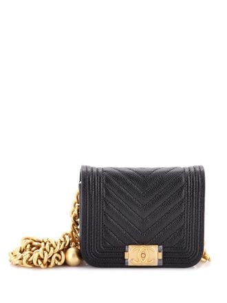 Chanel Boy Flap Chain Chevron Caviar belt bag - Zwart