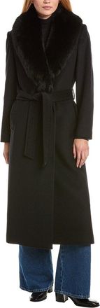 Sofiacashmere Sofiacashmere Shawl Collar Wool-Blend Long Wrap Coat