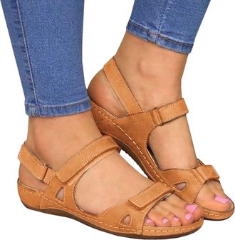 Generic Sandals for women UK Clearance, Orthopedic Shoes for Women Plantar Fasciitis, Comfort Wedge Sandals, Open Toe Ankle Strap Sandals, Summer Wide Fit Cus