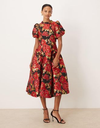Sister Jane Dream Sister Jane - Illusions - Vestito midi rosso jacquard