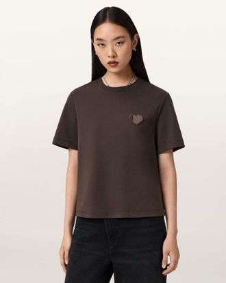 AllSaints Cotton Lover Lisa Embroidered T-Shirt, Size: XS