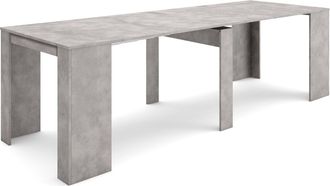 Skraut Home Mesa Consola Extensible, Mesa Comedor Plegable, 260, Para 12 Comensales, Comedor Y Cocina, Estilo Moderno, Gris Cemento - Skraut Home