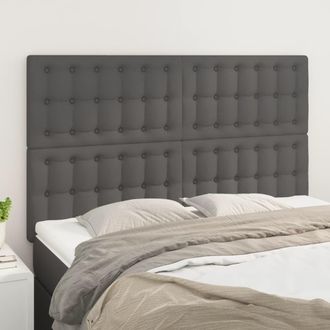 vidaXL Cabeceros 4 Unidades Cuero Sint&eacute;tico Gris 72x5x78/88 Cm Vidaxl