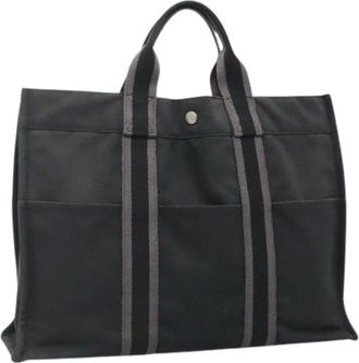 Herm&egrave;s Pre-owned Tote Bags, female, Black, Size: ONE SIZE Pre-owned Vintage Canvas Tote Bag