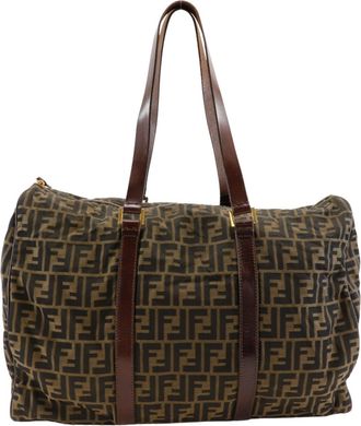 Fendi Zucca Brown Nylon Canvas Boston Bag (Pre-Owned)