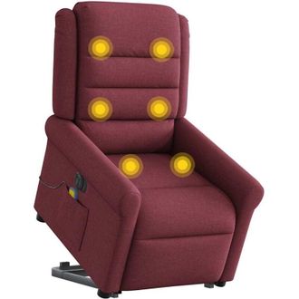 vidaXL Vidaxl - Sill&oacute;n De Masaje El&eacute;ctrico Reclinable Elevable Tela Rojo Tinto