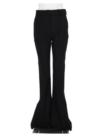 Sportmax Black Tailored Belt-Loop Virgin Wool Flared Pants