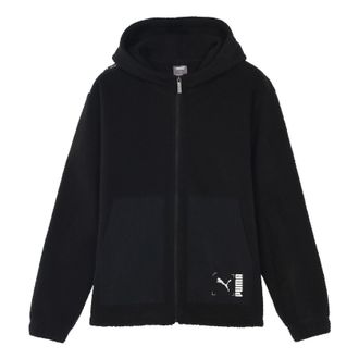 Puma lambs wool Zipper Hooded Jacket Black 586607-01