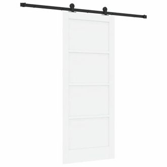 Berkfield Home Sliding Door with Hardware Set White 83x202 cm Solid Wood Pine
