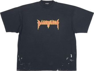 Balenciaga Metallica Short Sleeve T-Shirt Oversized Fit Black Orange 694576TMV880105