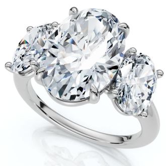 Pompeii3 Certified 6Ct Three Stone Oval Diamond Anniversary Engagement Ring Lab Grown 14k