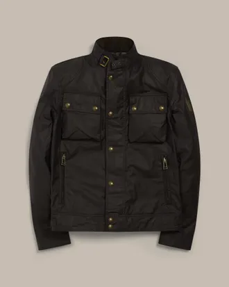 Belstaff Chaqueta Racemaster Ic&oacute;nica Para Hombre Algod&oacute;n Encerado Negro 44