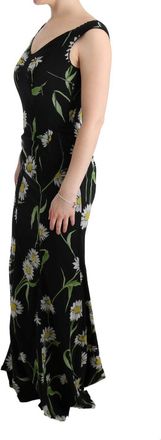 Dolce & Gabbana Womens Sunflower Silk Stretch Sheath Dress Black