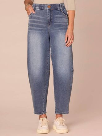 Democracy Ab Solution Skyrise Relaxed Barrel Leg Jeans In Mid Blue Artisanal