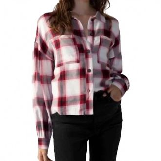 Sanctuary Pocket Detail Button Down Shirt In Viola Plaid