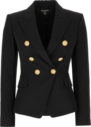 Balmain Stijlvolle Jassen en Vesten Collectie - Dames - Blazers - Zwart - 2XS - Wol - Jassen