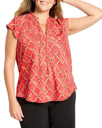 Nic+Zoe Nic+Zoe Plus Squiggle Check Cap Sleeve Top